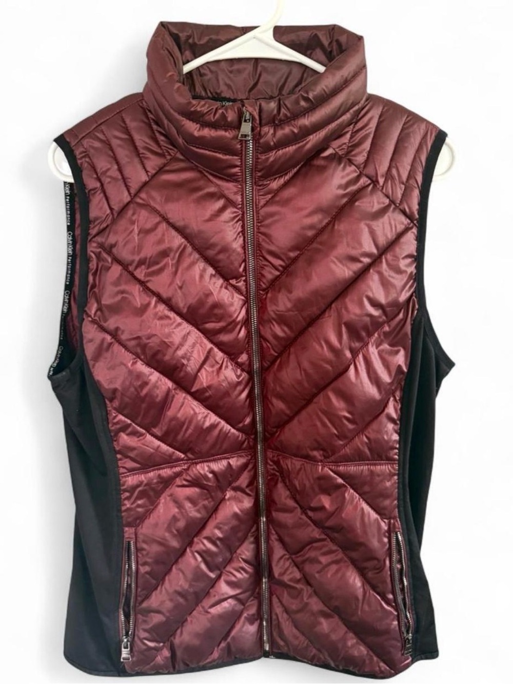 Calvin Klein Quilted Burgundy and Black Puffer Vest